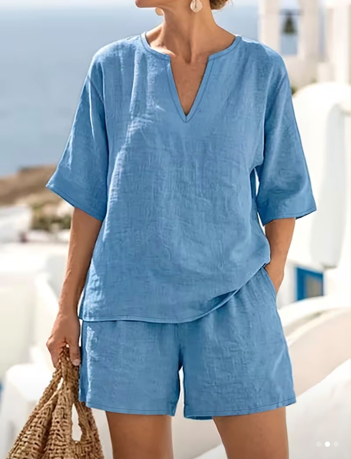 Leinen-Look Set, Bluse & Hose