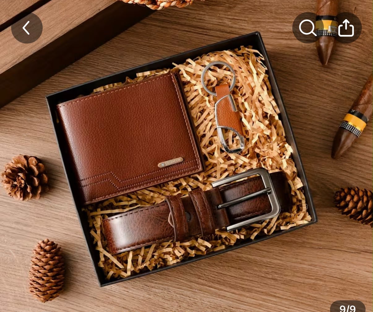 Herren-Geschenkset Leder, 3-teilig